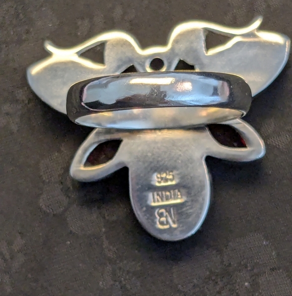 Rare Nicky Butler Butterfly Big Ring Moonstone Garnet Turquoise Size 10 - Picture 6 of 11